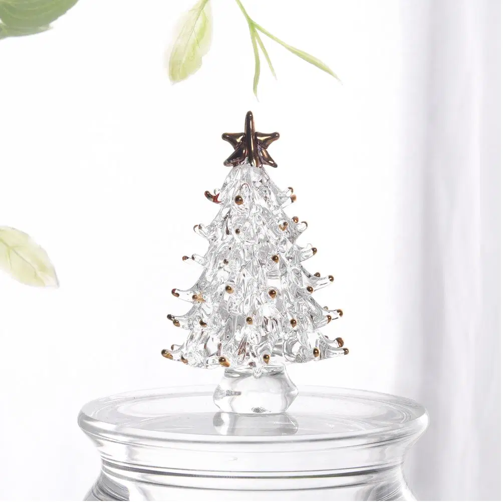 Glass Mini Christmas Tree Crystal Table Ornament Souvenir Gift Home Decoration Crafts