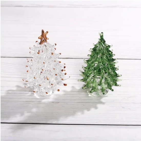 Glass Mini Christmas Tree Crystal Table Ornament Souvenir Gift Home Decoration Crafts