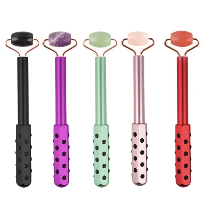 New Trendy Germanium Manual Facial Vibrating Roller Massager Jade Gua Sha